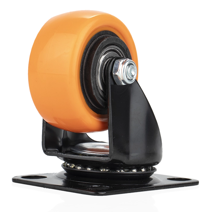 Img 2 del producto Rodachin Plataf. Acero PVC Naranja 50mm